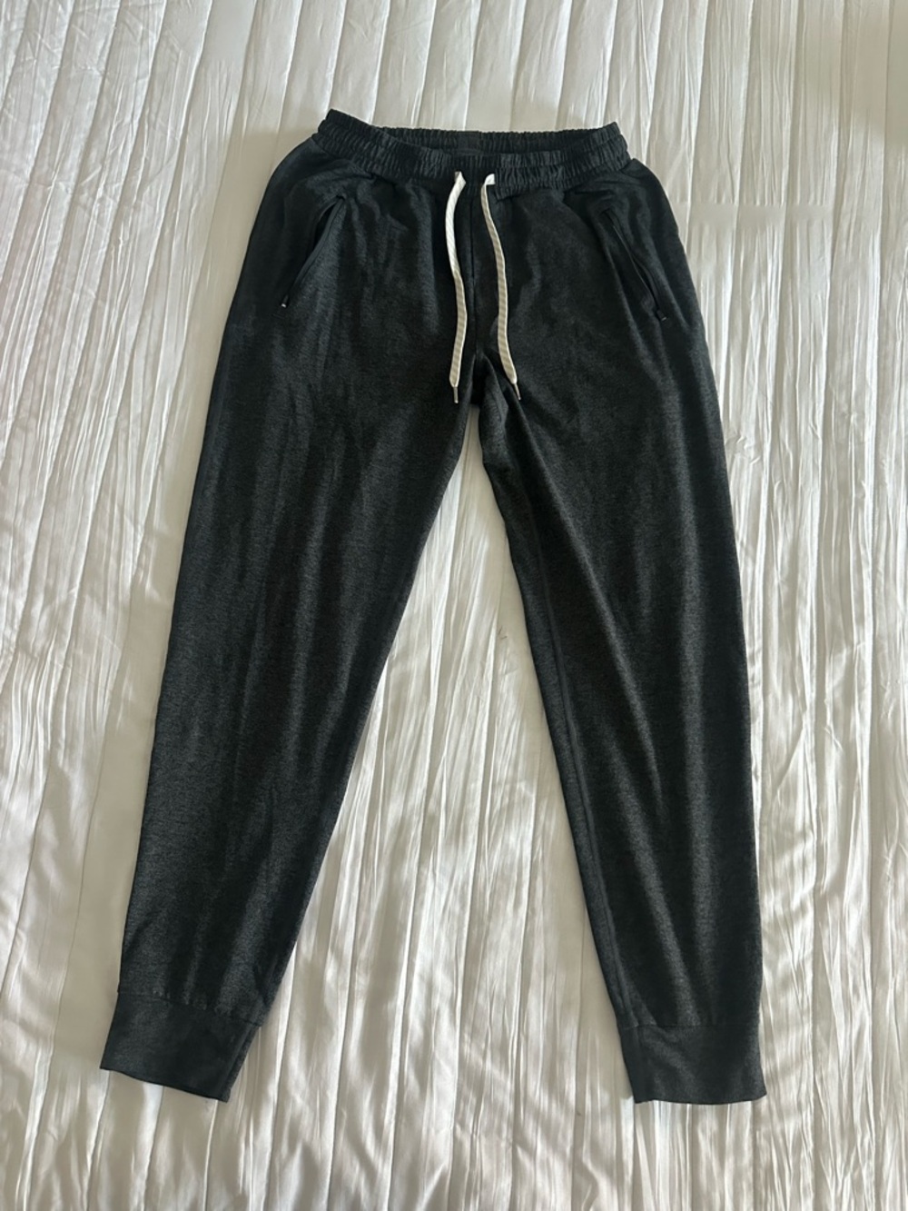 Vuori Charcoal Gray Jogger with White Drawstring